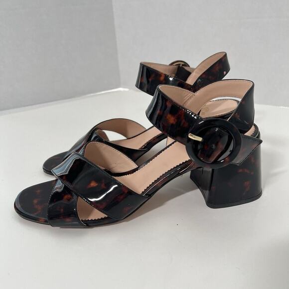 J.Crew Tortoise Penny sandals J8227 patent leather block heel buckles size 9.5 - Picture 5 of 10